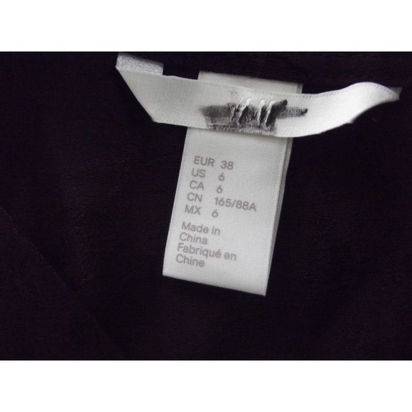 H&M Size 6 Plum Wine Jacquard Weave True Wrap Long Sleeve Wrap Midi Dress - Picture 6 of 10